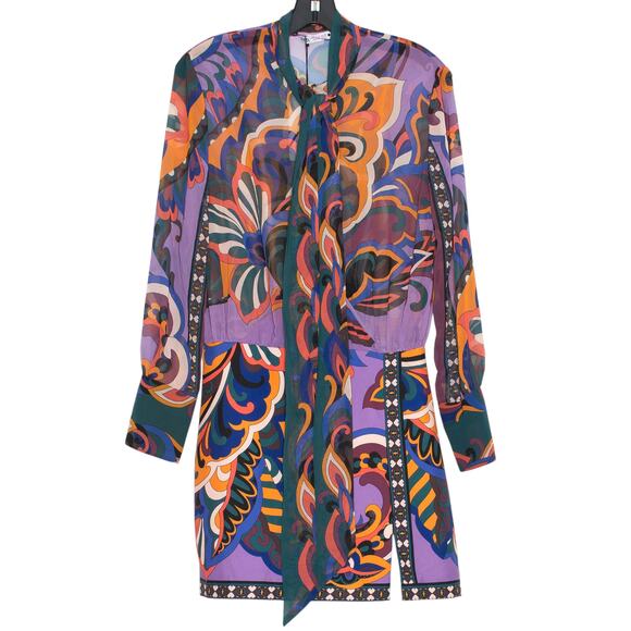 NWT Zara Dress Psychedelic Hippie Festival Boho Retro Disco Abstract Art Small - Picture 1 of 8